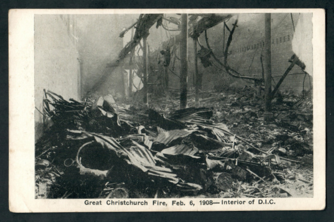 Postcard of the Great Christchurch Fire. 6/2/1908. Interior of DIC. - 248316 - Postcard image 0