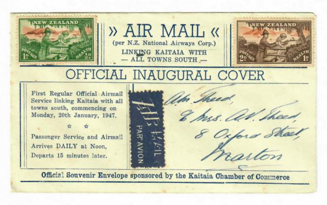 NEW ZEALAND 1947 Official Airmail Service from Kaitaia. Official Inaugural Cover. - 30131 - PostalHist image 0