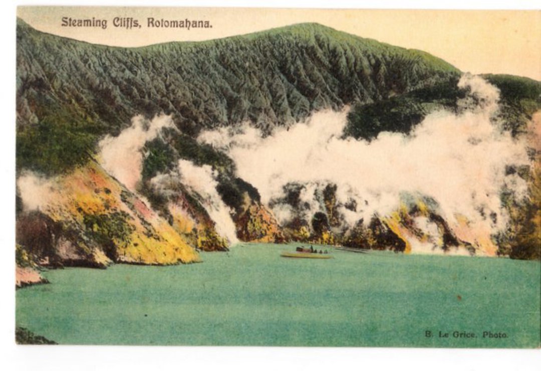 Coloured postcard of Steaming Cliffs Rotomahana. - 46067 - Postcard image 0