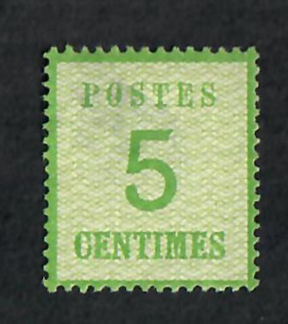 ALSACE and LORRAINE 1870 Definitive 5c Pale Yellow-Green. Points of the net downwards.  Official reprint. "P" of Postes 2½mm fro image 0
