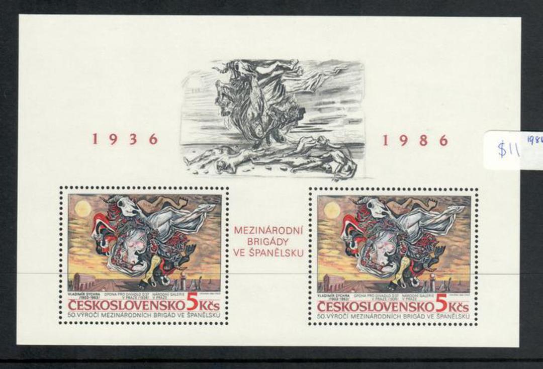 CZECHOSLOVAKIA 1986 50th Anniversary of the Formation of International Brigades in Spain. Miniature sheet. - 52510 - UHM image 0