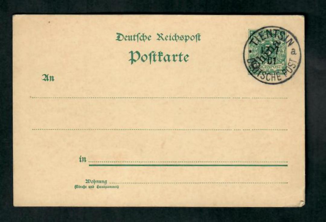 GERMAN POST OFFICES in CHINA 1901 Postcard 5pf Green. Fine copy postmarked TIENTSIN. - 31304 - PostalHist image 0
