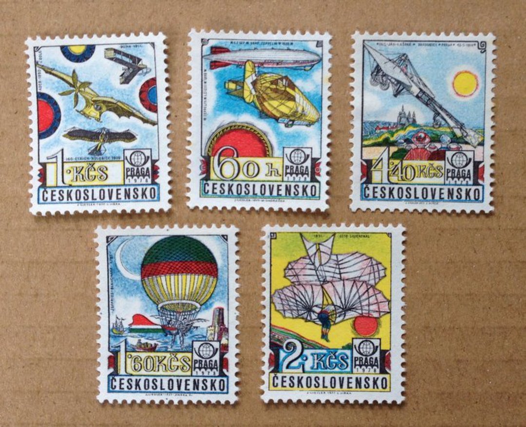 CZECHOSLOVAKIA 1977 Praga '78 International Stamp Exhibition. Sixth series. Set of 5. - 81369 - MNG image 0