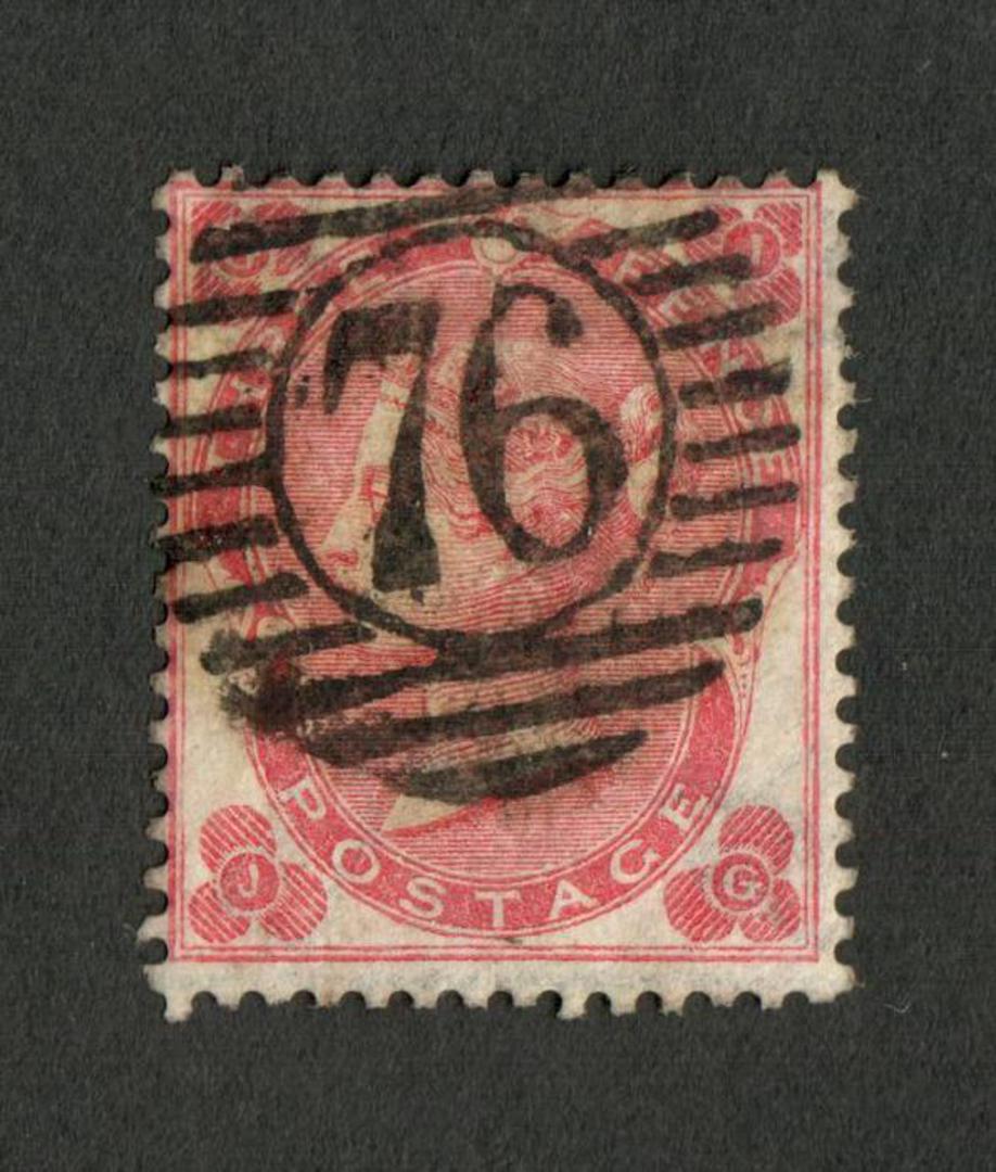 GREAT BRITAIN 1862 3d Bright Carmine-rose.Sound used. Postmark 76 in circle. Slightly off centre. Good perfs. - 70412 - Used image 0