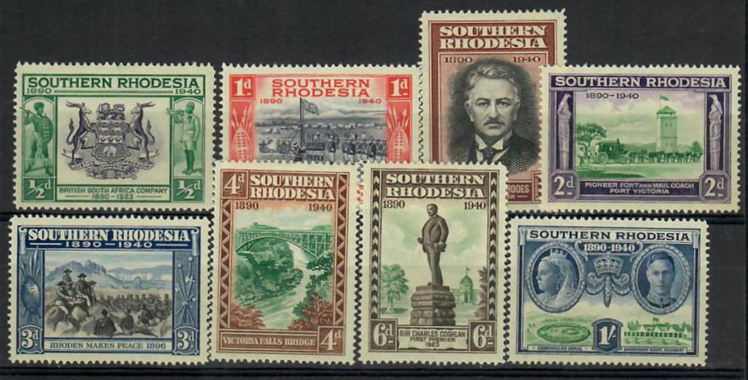 SOUTHERN RHODESIA 1940 Golden Jubilee of the British South Africa Company. Set of 8. - 23134 - LHM image 0