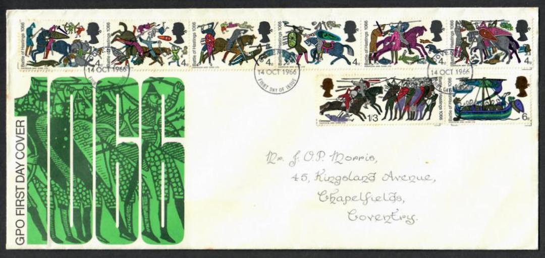 GREAT BRITAIN 1966 900th Anniversary of the Battle of Hastings. Set of 8 on first day cover. - 131713 - FDC image 0