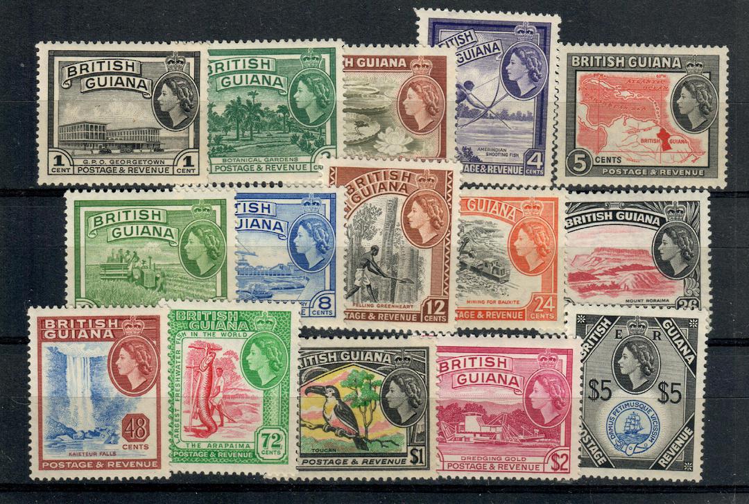 BRITISH GUIANA 1954 Elizabeth 2nd Definitives. Set of 15. - 20905 - LHM image 0