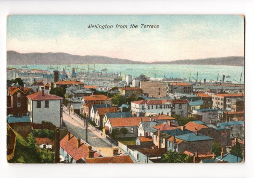 Coloured postcard of Wellington from The Terrace. - 47786 - Postcard image 0