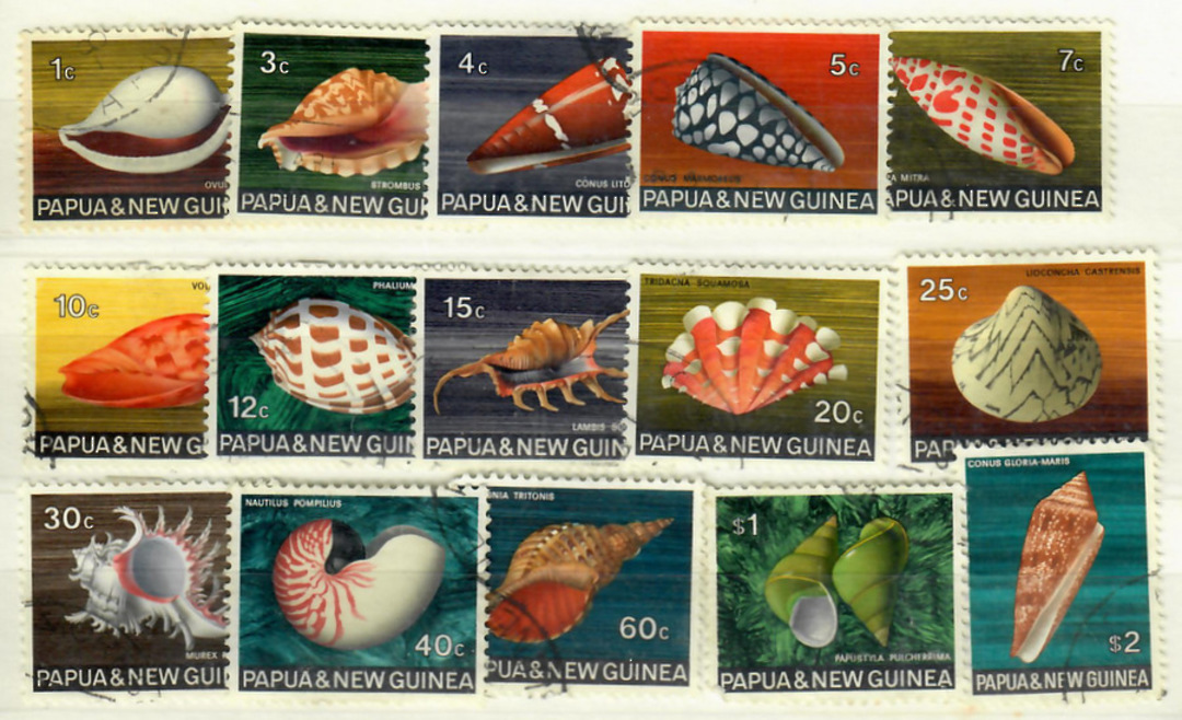 PAPUA NEW GUINEA 1968 Definitives Shells. Set of 15. - 21755 - FU image 0
