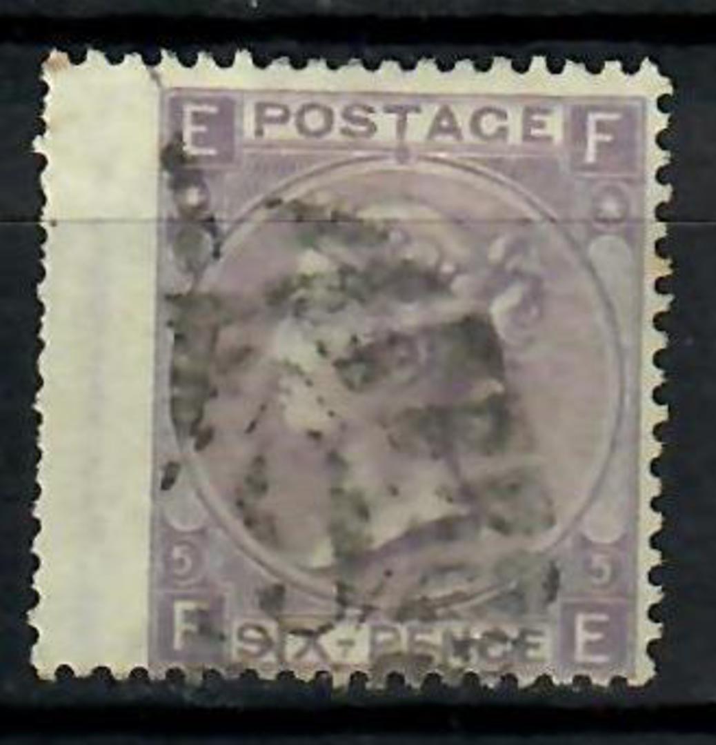 GREAT BRITAIN 1865 6d Lilac with hyphen. Left wing margin. Reasonable postmark. Plate 5. Centred south. Letters EFFE. - 70597 - image 0
