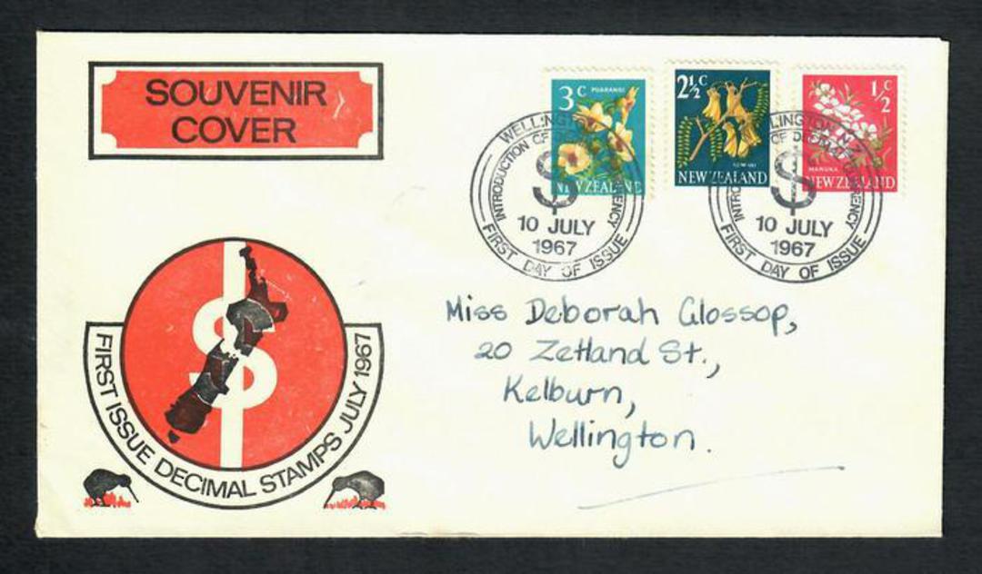 NEW ZEALAND 1967 Decimal Pictorials. 3 values on illustrated first day cover. Kiwis. - 31487 - FDC image 0