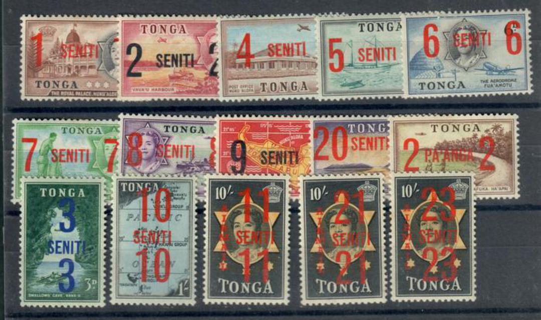 TONGA 1968 Surcharge Definitives. Set of 15. - 20318 - Mint image 0