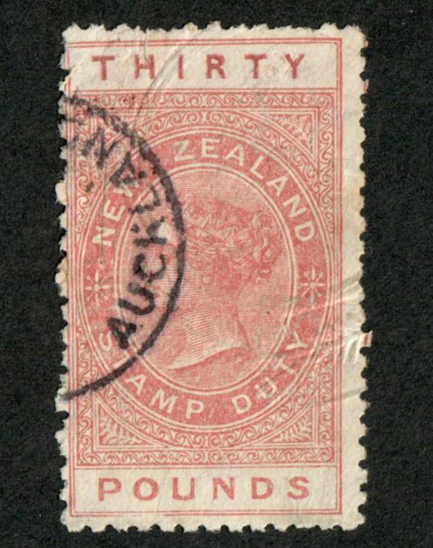 NEW ZEALAND 1880 Long Type Fiscal £30 Red Brown. Good fiscal cancel. Repaired slit cancel. - 39293 - Fiscal image 0