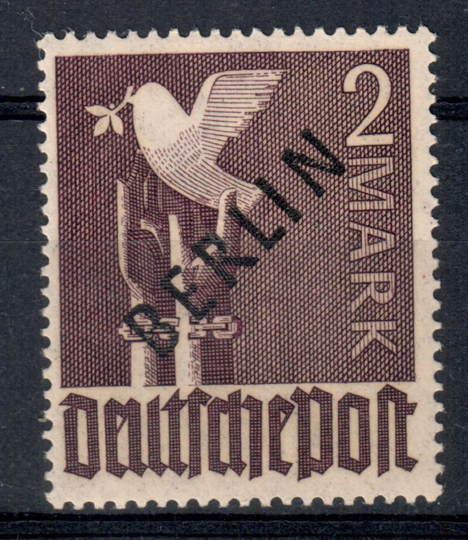WEST BERLIN 1948 Definitive 2m Violet. Black overprint. - 9301 - LHM image 0