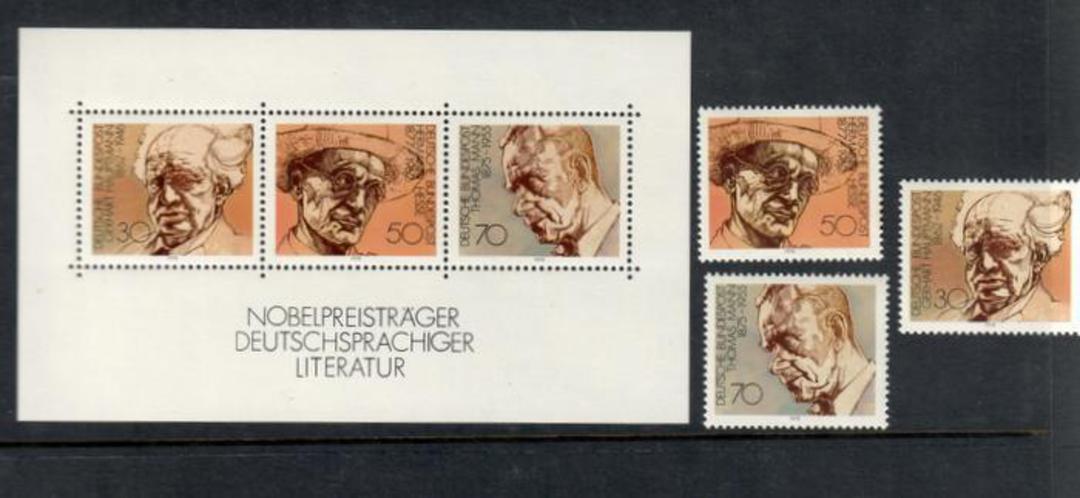 WEST GERMANY 1978 Nobel Prize for Literature. Set of 3 and miniature sheet. - 50234 - UHM image 0
