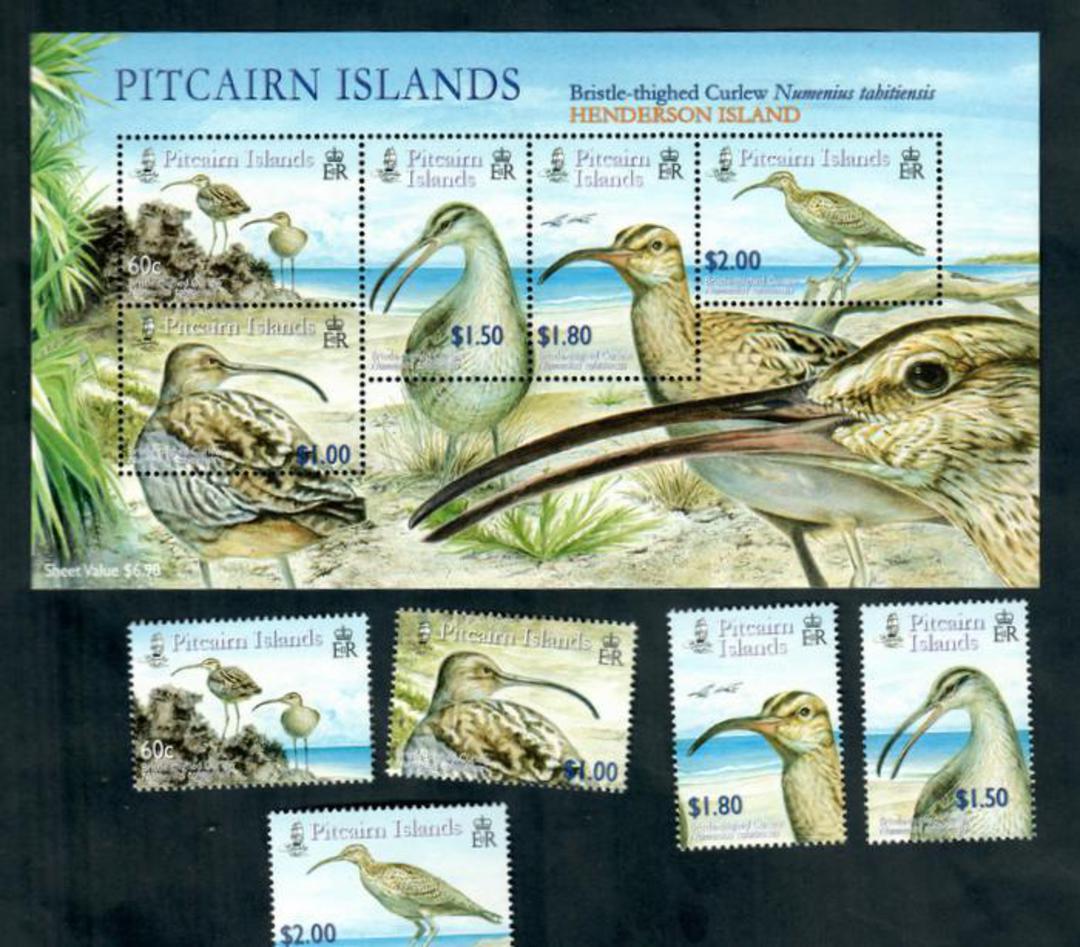PITCAIRN ISLANDS 2004 Bristle Thighed Curlew. Set of 5 and miniature sheet. - 52190 - UHM image 0