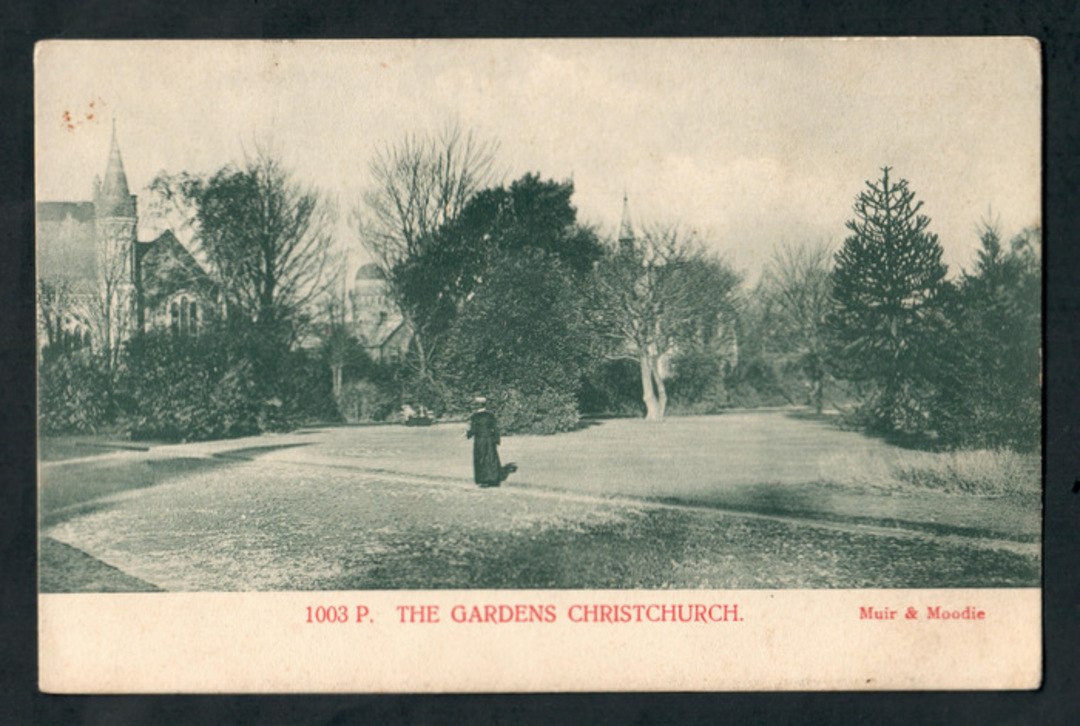 Early Undivided Postcard by Muir & Moodie of The Gardens Christchurch. - 248529 - Postcard image 0