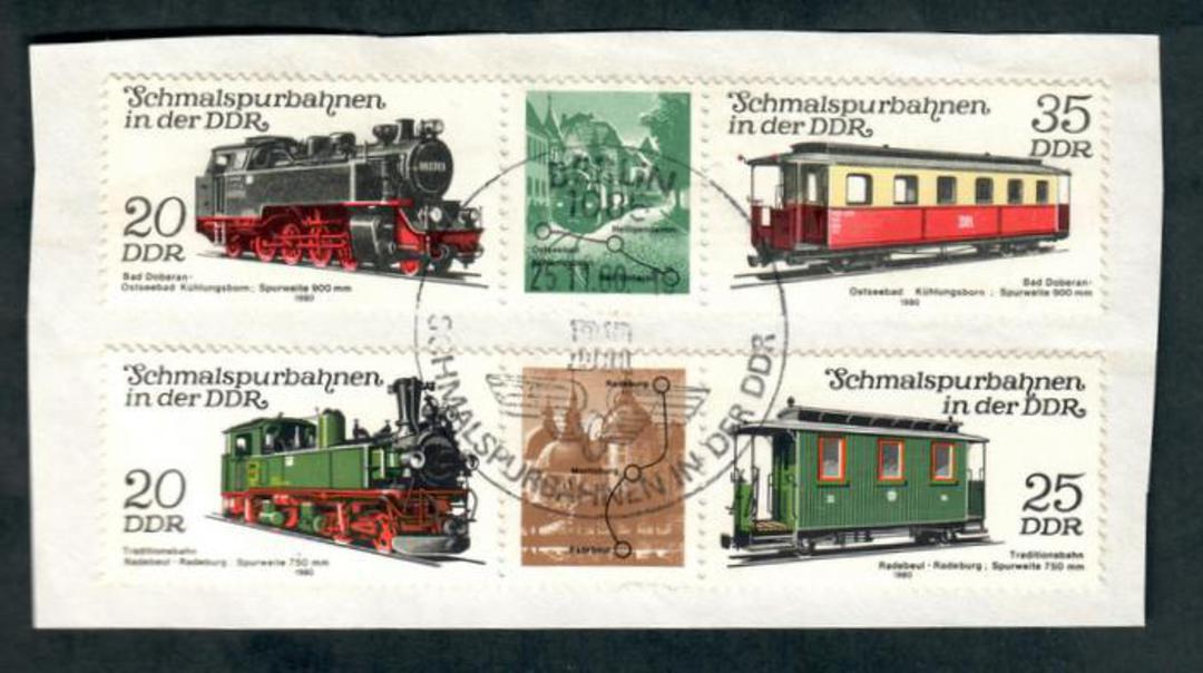 EAST GERMANY 1980 Narrow Guage Railways. First series. Set of 4 in joined pairs with centre labels. - 50561 - VFU image 0