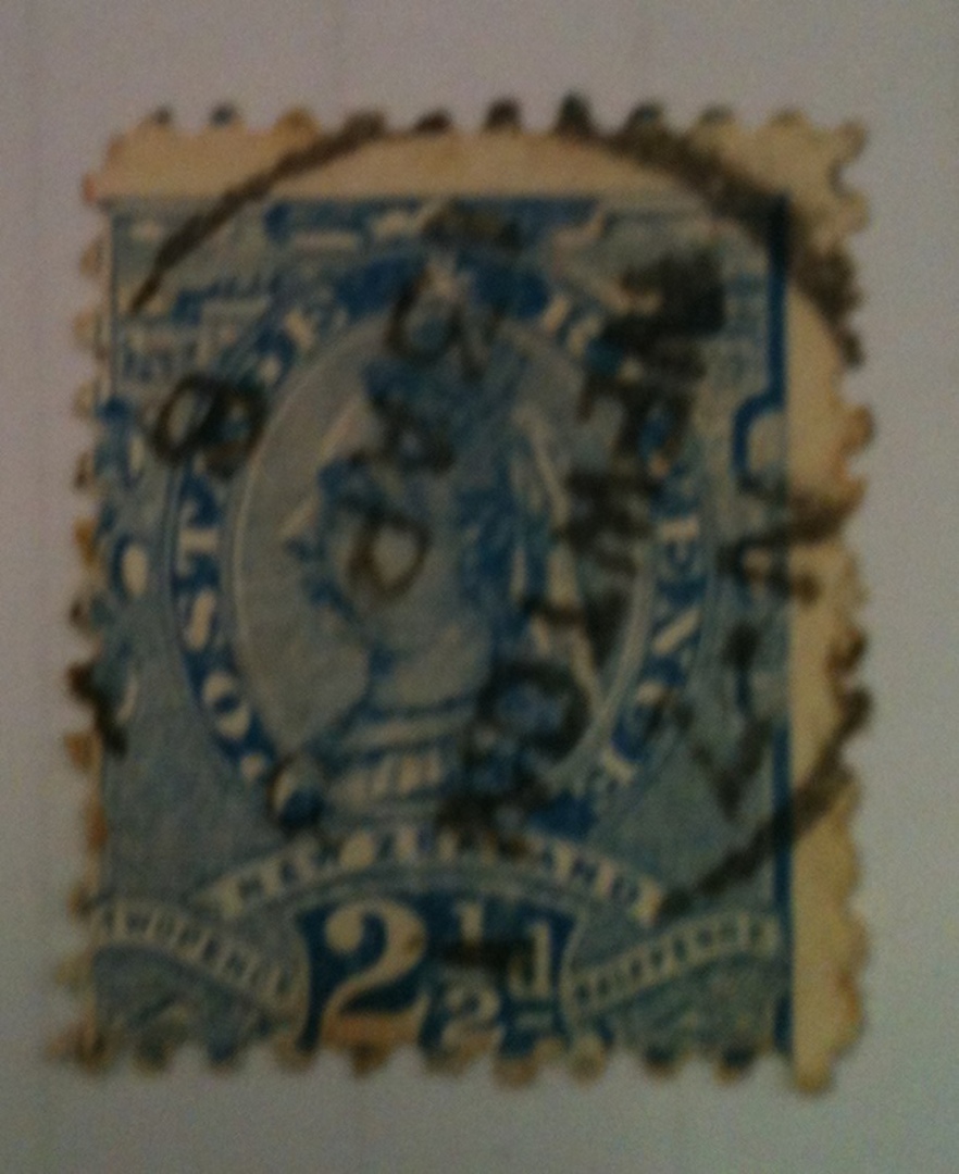 NEW ZEALAND 1882 Victoria 1st Second Sideface 2½d Blue with major flaw similar to that listed. Large Fullstop after the figure o image 0