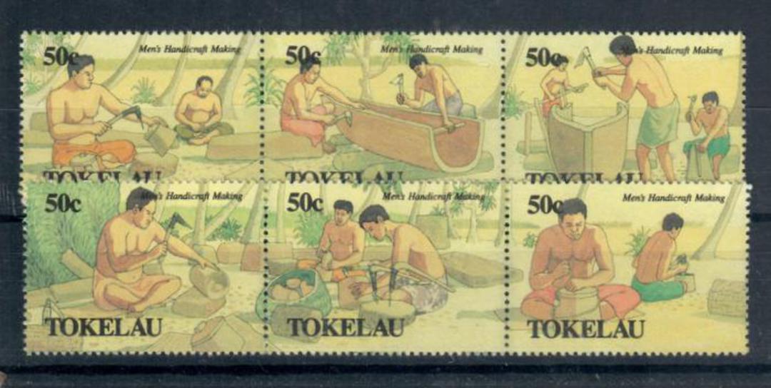 TOKELAU ISLANDS 1990 Mens Handicrafts. Set of 6 in strips of 3. - 20431 - UHM image 0