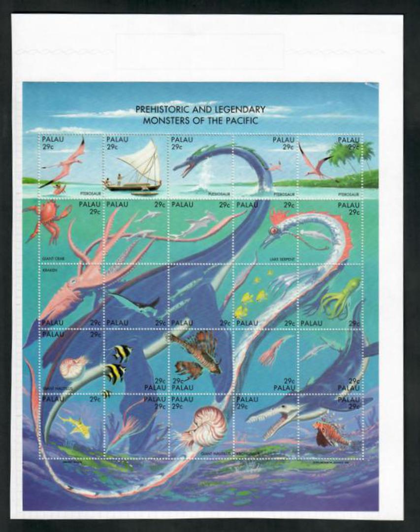 PALAU 1993 Monsters of the Pacific. Set of 25. In sheet format. The sheet has been hinged but not any of the stamps. - 51028 - U image 0