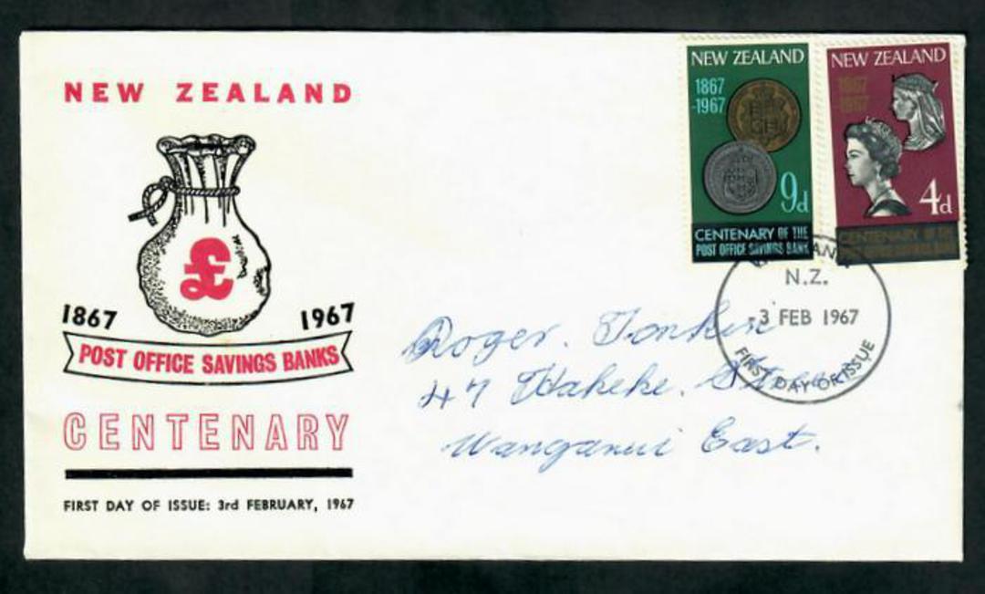 NEW ZEALAND 1967 Centenary of the Post Office Savings Bank on illustrated first day cover. - 30792 - FDC image 0