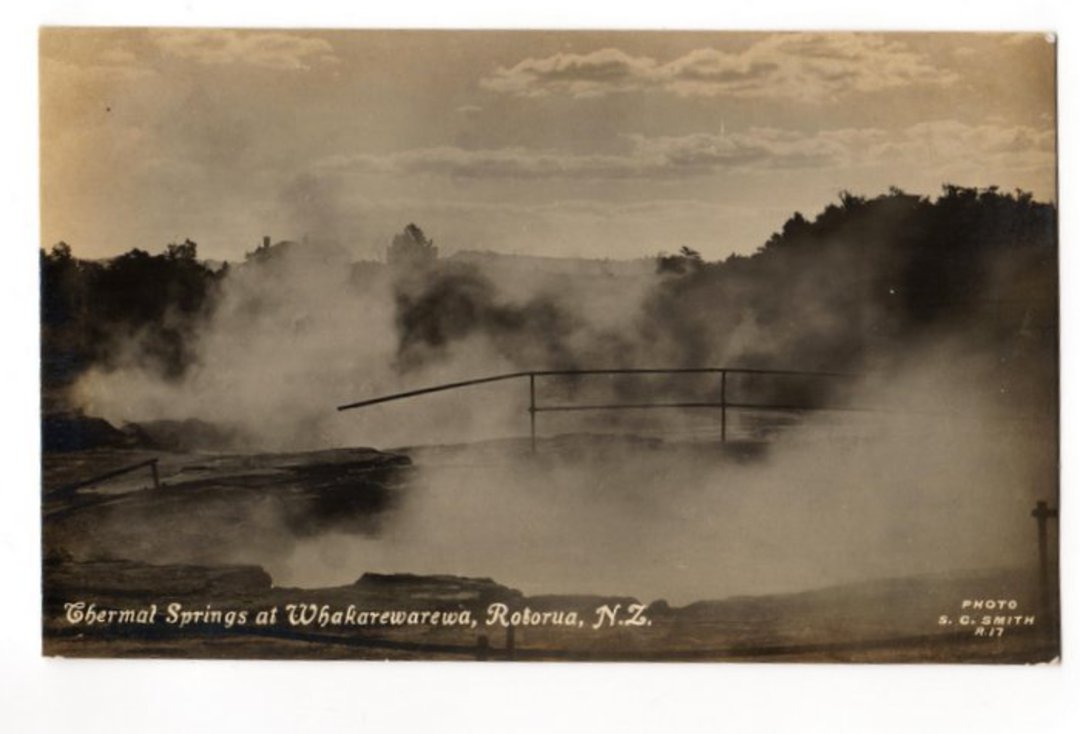 Real Photograph by S C Smith of Thermal Springs at Whakarewarewa. - 46174 - Postcard image 0
