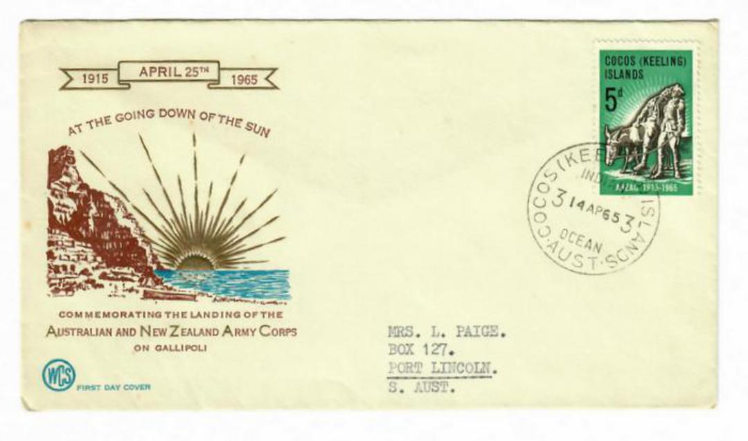 COCOS (KEELING) ISLANDS 1965 50th Anniversary of the Gallipoli Landing on first day cover. - 32200 - FDC image 0