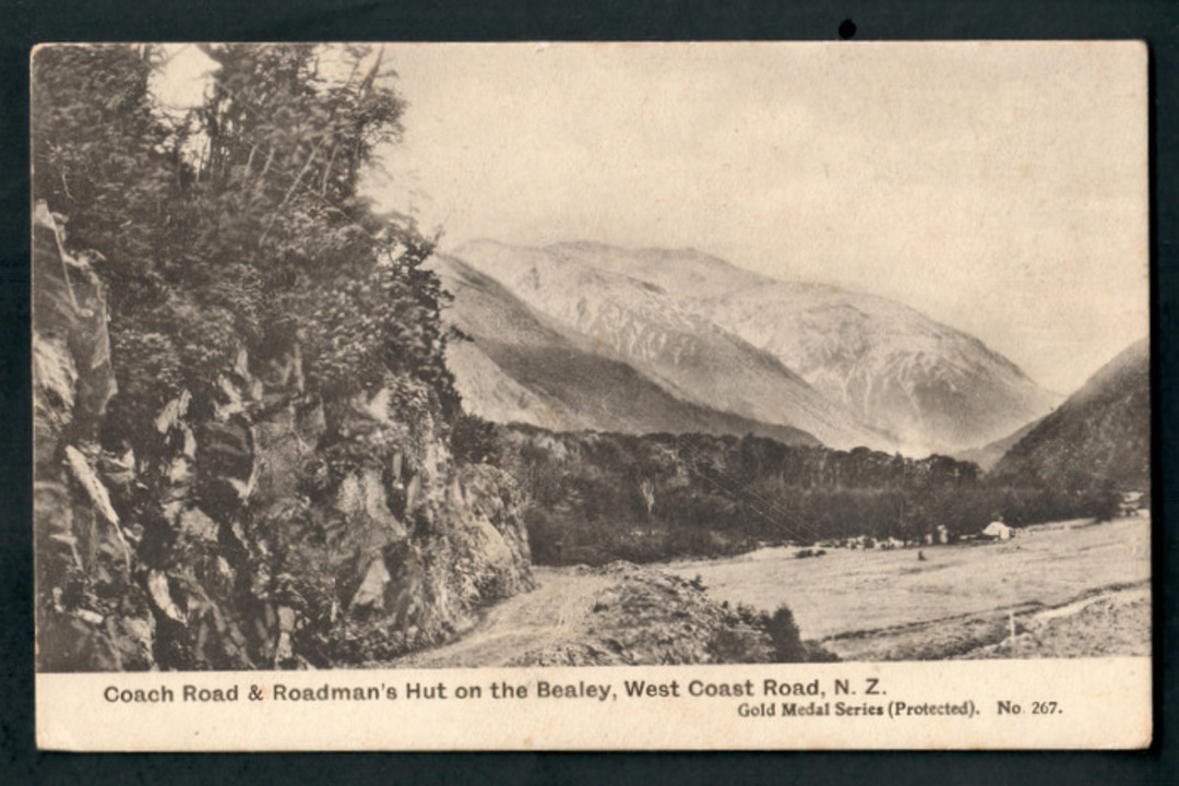 Postcard of Coach Road and Roadman's Hut on the Bealey West Coast Road. - 248768 - Postcard image 0