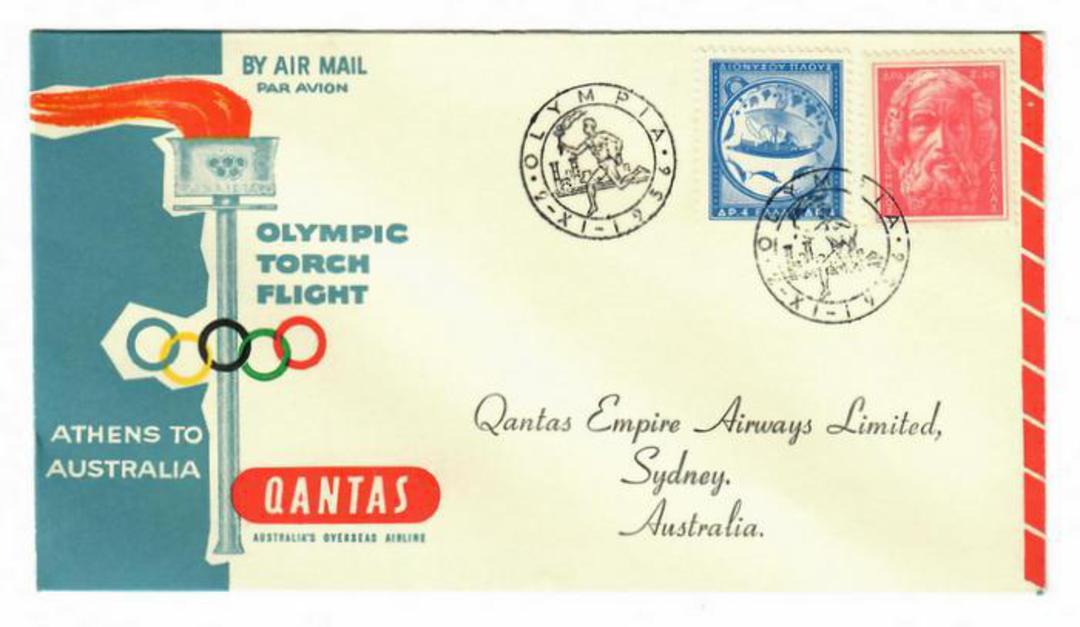 GREECE 1956 Olympic Torch Flight Athens to Australia. - 30862 - PostalHist image 0