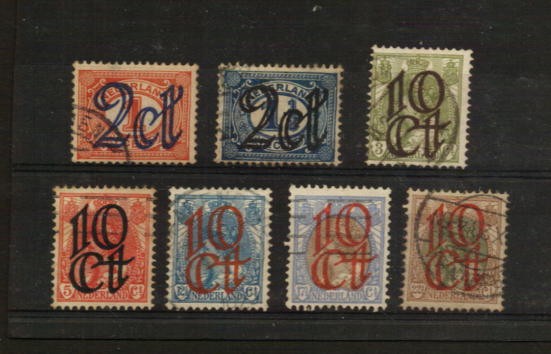NETHERLANDS 1923 Surcharges. Set of 7 - 21221 - FU image 0