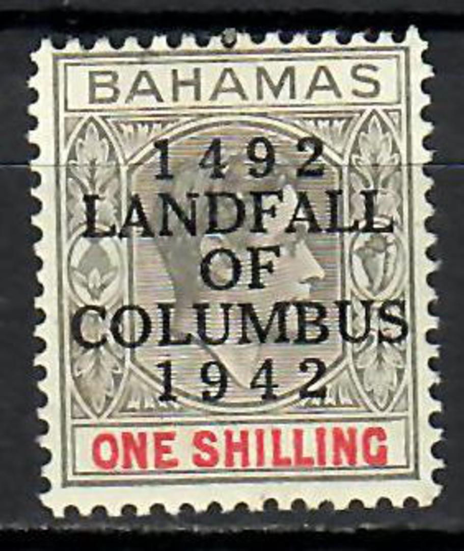 BAHAMAS 1942 450th Anniversary of the Landing of Columbus in the New World 1/- Brownish Grey and Scarlet. - 70998 - Mint image 0