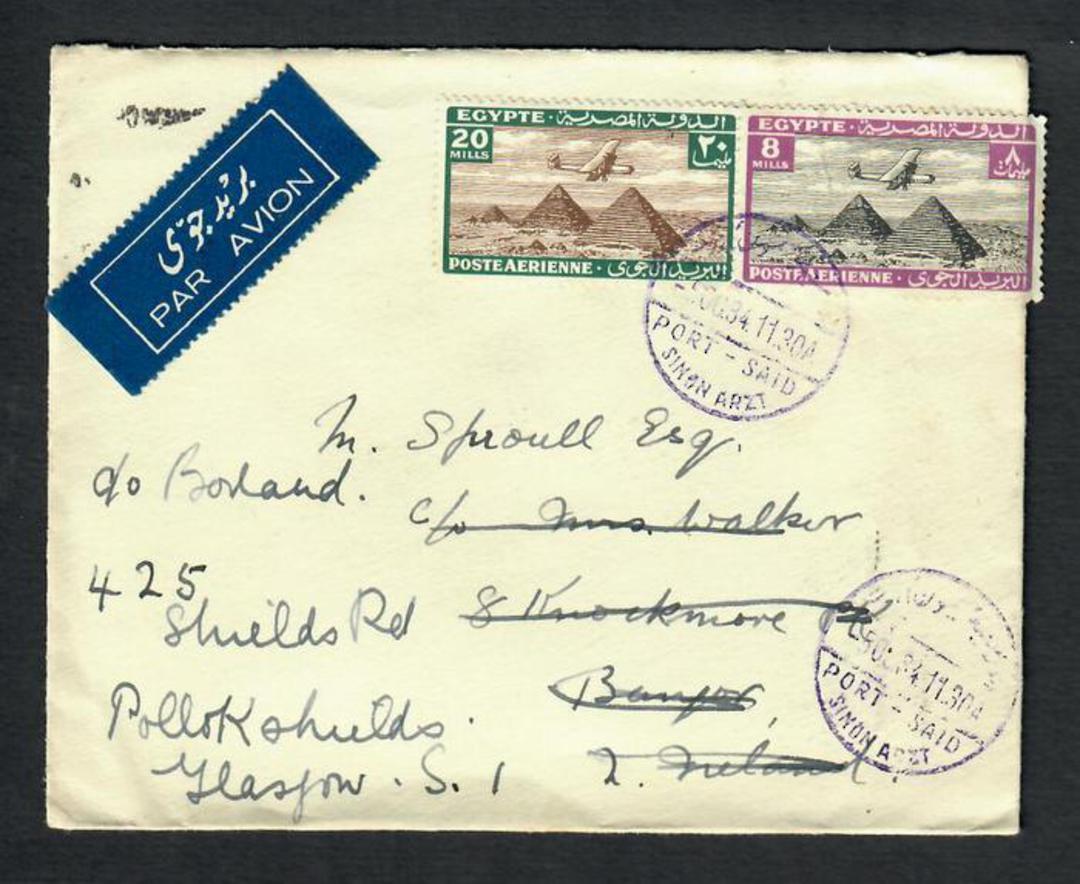 EGYPT 1934 Airmail Letter to Ireland. Redirected to Scotland. - 30669 - PostalHist image 0