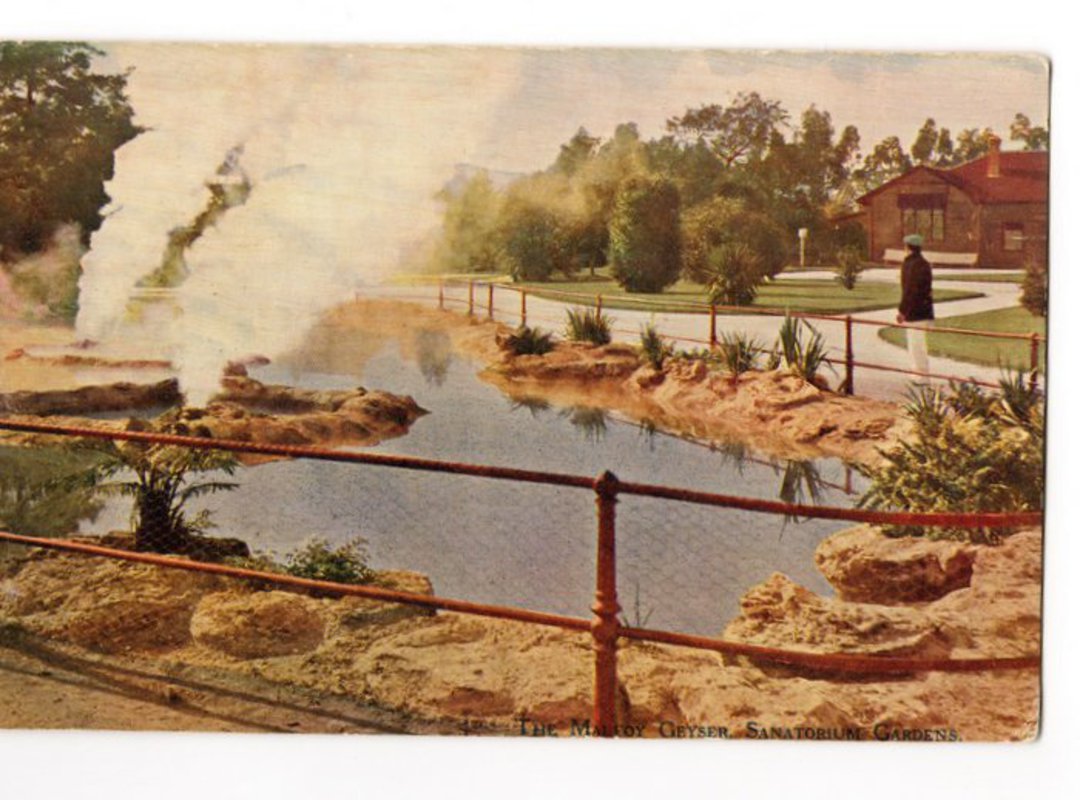 Coloured postcard by R G Marsh of The Malfroy Geyser. - 46135 - Postcard image 0