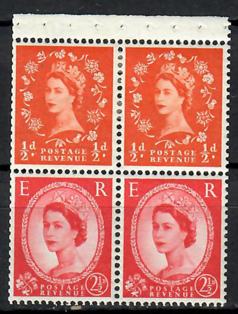 GREAT BRITAIN 1953 Elizabeth 2nd Definitive Booklet Pane ½d and 2½d. Watermark multiple crowns. - 70744 - Mint image 0