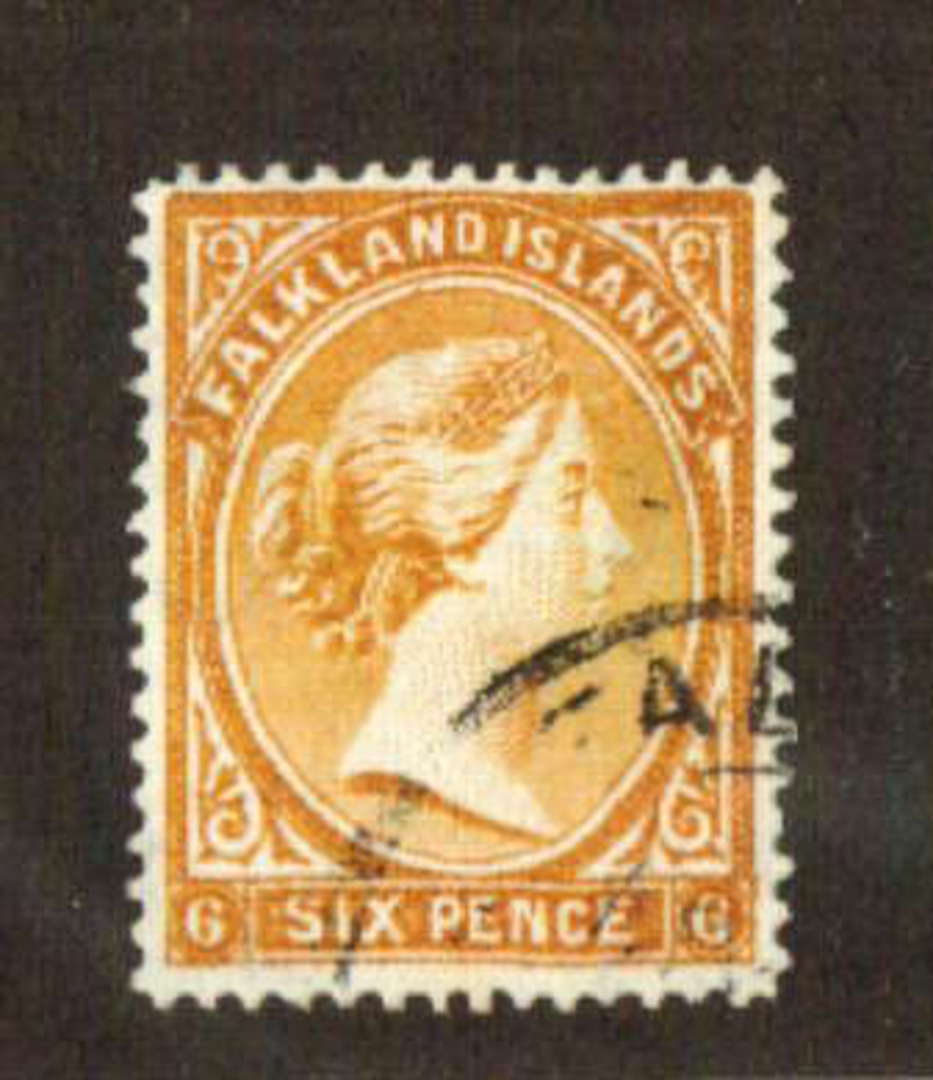 FALKLAND ISLANDS 1891 Victoria 1st Definitive 6d Orange-Yellow. - 71349 - VFU image 0