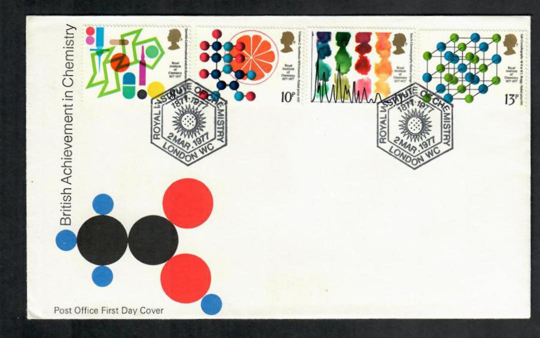 GREAT BRITAIN 1977 Centenary of the Royal Institute of Chemistry. Set of 4 on first day cover. - 530334 - FDC image 0