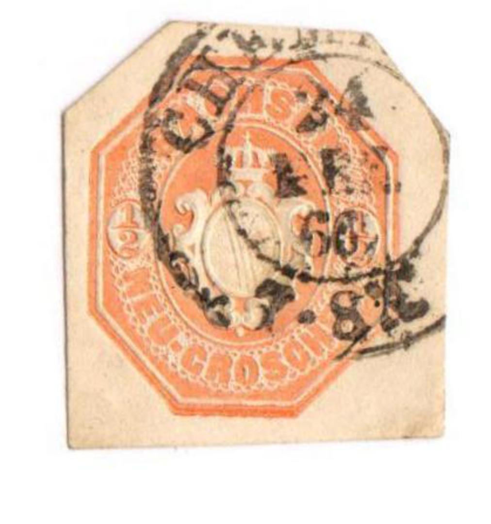 SAXONY 1866 Definitive ½ngr Orange. This appears to br a cutout from postal stationery. Nice item. Nice postmark. - 76962 - VFU image 0