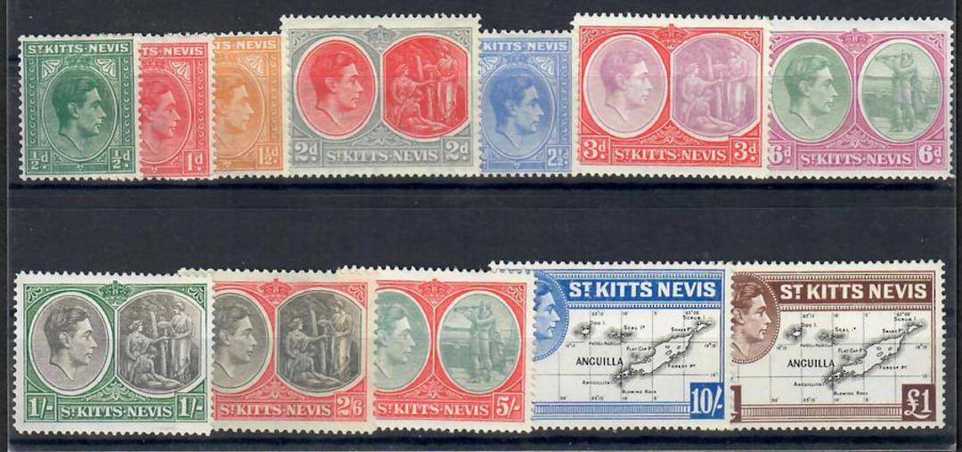ST KITTS NEVIS 1938 Geo 6th Definitives. Set of 12. - 22487 - Mint image 0
