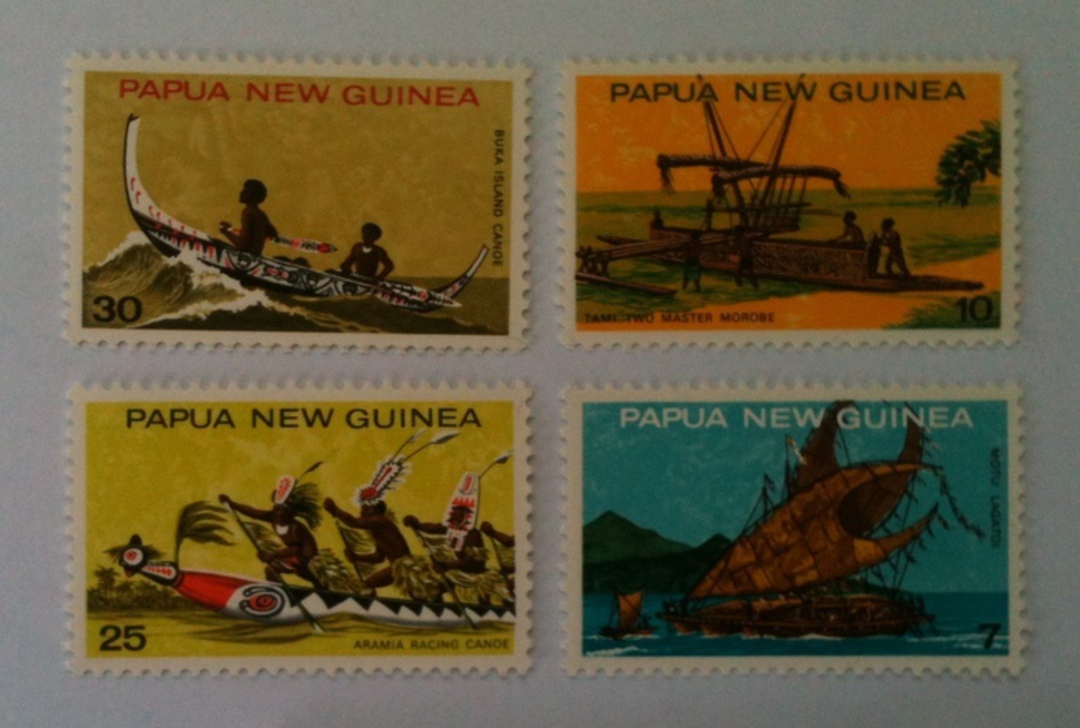 PAPUA NEW GUINEA 1975 National Heritage Canoes. Set of 4. - 90106 - UHM image 0
