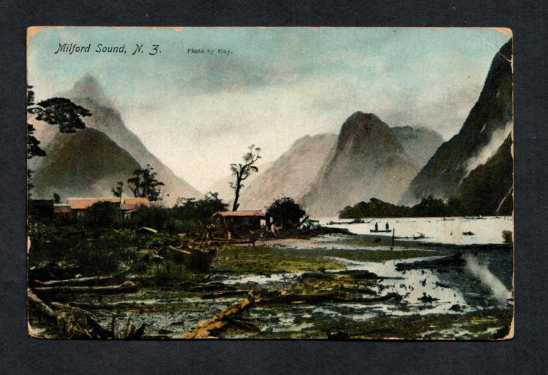 Coloured postcard of Milford Sound. Early Tanner card. - 49874 - Postcard image 0