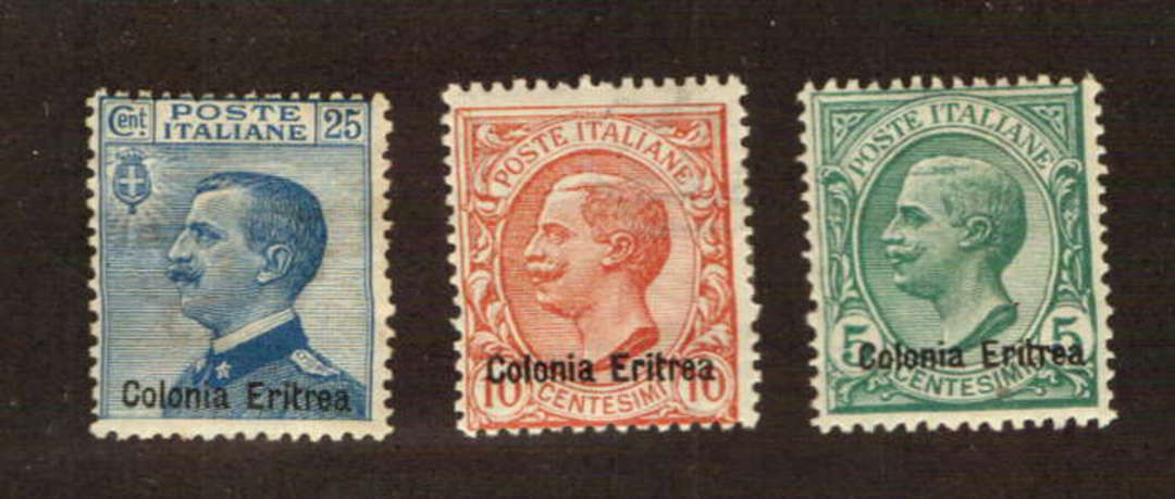 ERITREA 1908 Definitives. Set of 3. - 71108 - Mint image 0
