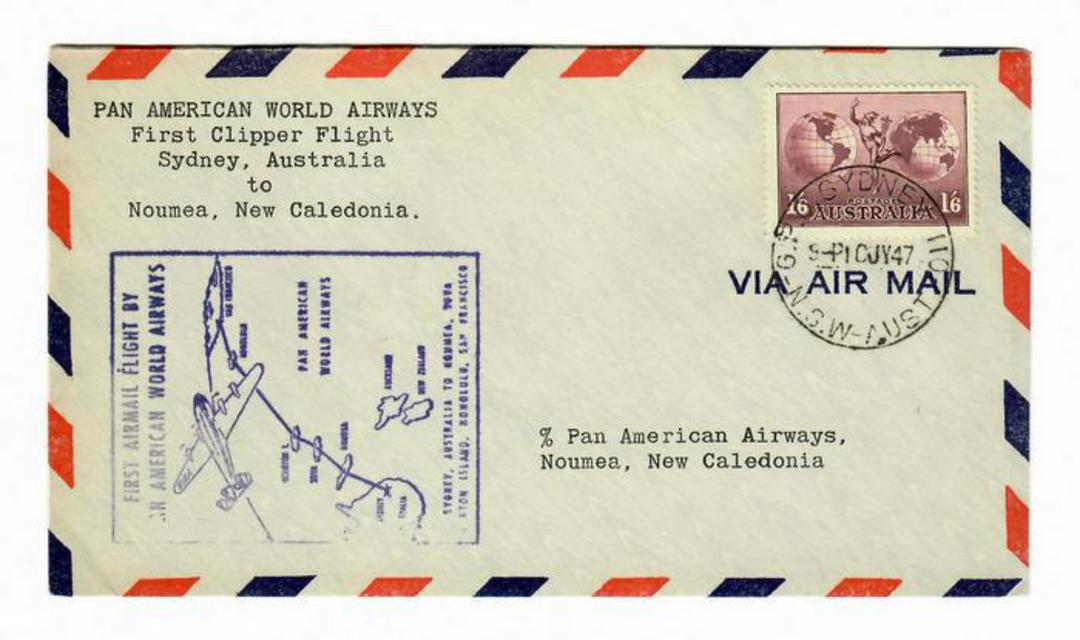 AUSTRALIA 1947 Pan American World Airways First Clipper Airmail Flight Sydney to Noumea. - 30158 - PostalHist image 0