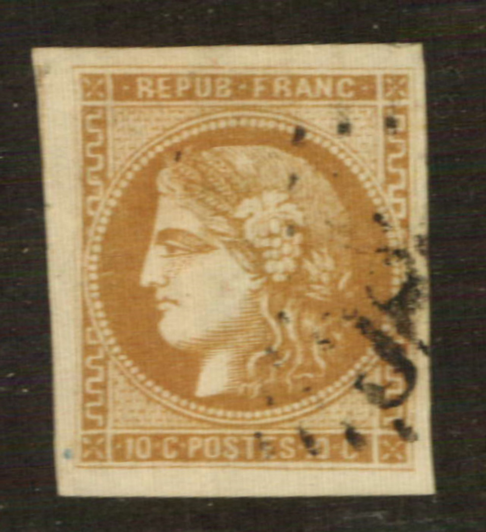 FRANCE 1849 Definitive 10c Brownish Bistre. Superb copy. Huge margins. From the collection of A L Jenkin. - 76201 - VFU image 0