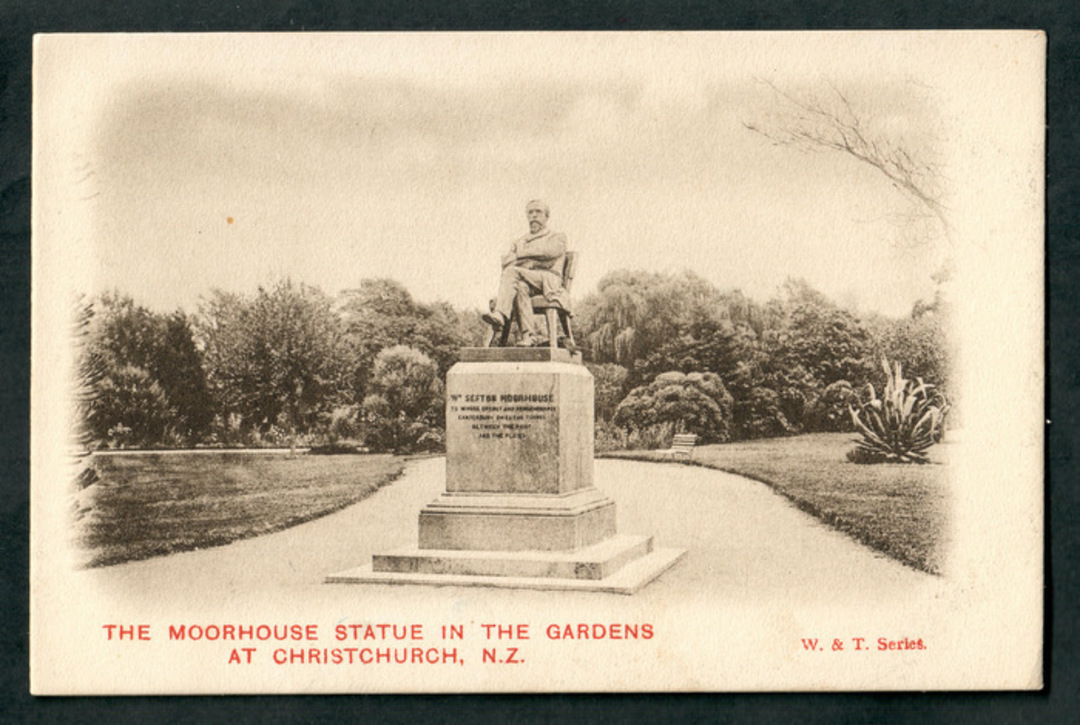 Early Undivided Postcard of The Moorhouse Statue in the gardens at Christchurch. - 48396 - Postcard image 0