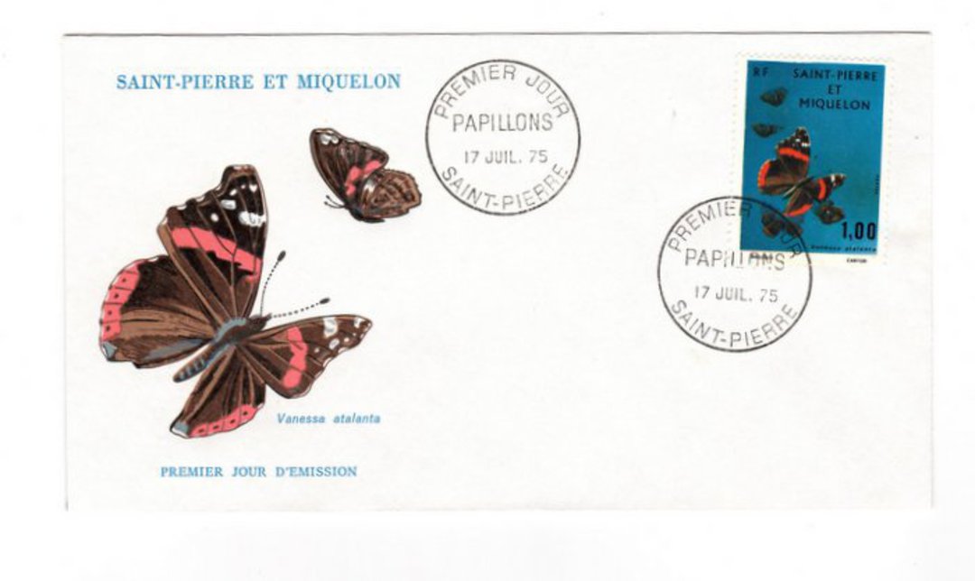 ST PIERRE et MIQUELON 1975 Butterflies. Set of 2 on first day cover. - 38245 - FDC image 0