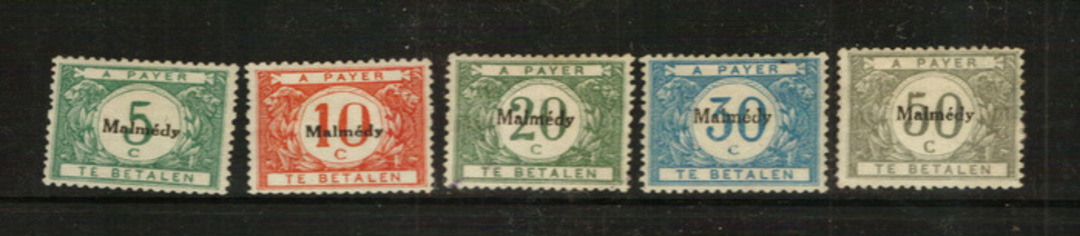 GERMANY Belgian Occupation of Eupen and Malmedy 1920 Postage Due. Set of 5. Hinge remains. - 76018 - Mint image 0