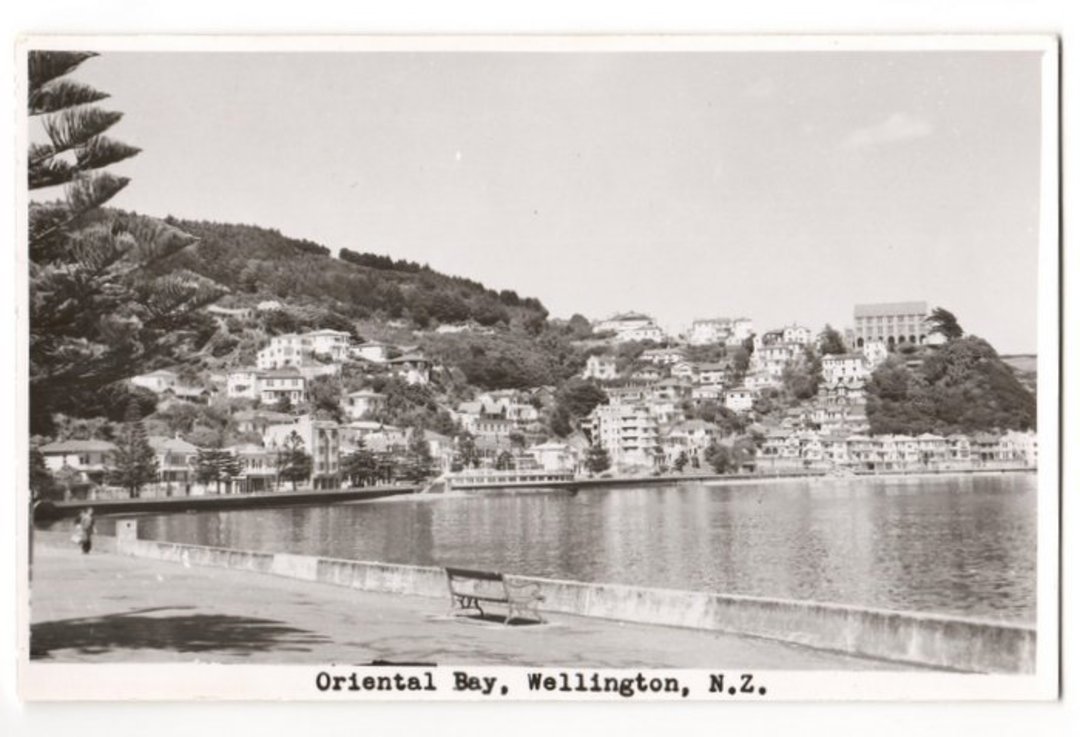 Real Photograph by N S Seaward of Oriental Bay Wellington. - 247331 - Postcard image 0