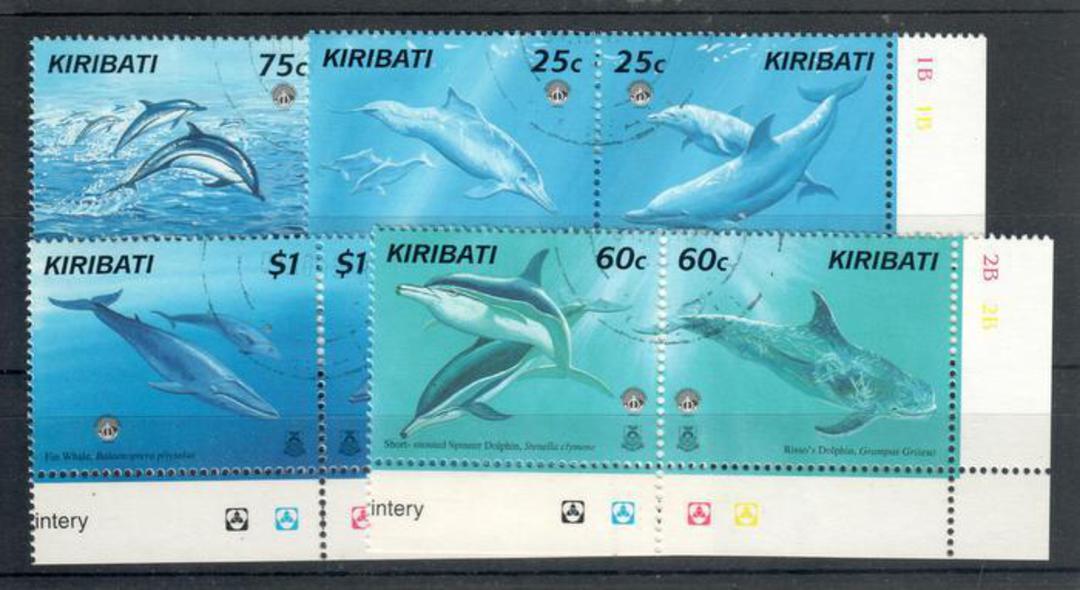 KIRIBATI 1998 Whales and Dolphins. Set of 8 in joined pairs. - 20280 - VFU image 0