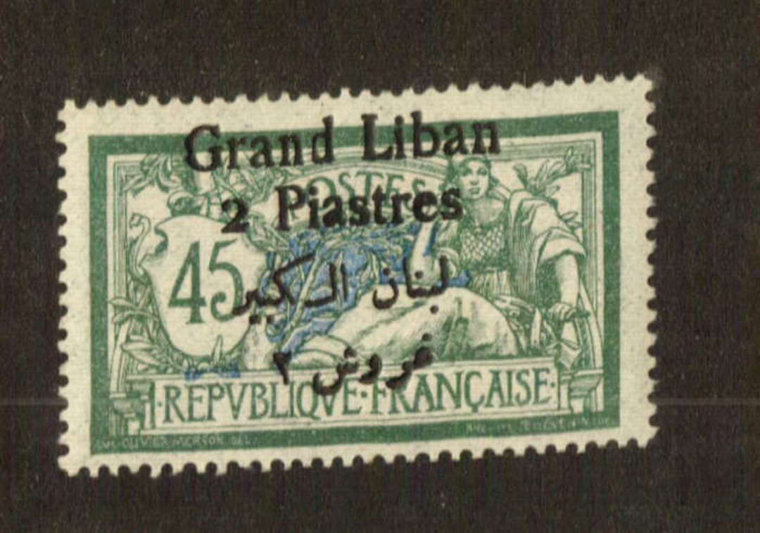 LEBANON 1924 Definitive Overprint on France 2p on 45c Deep Green and Blue. - 74528 - UHM image 0